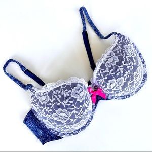 La SENZA Slightly Padded Denim & Lace Push-up Bra